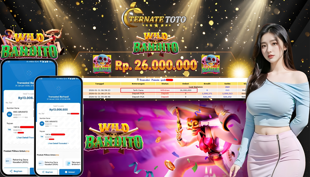 TERNATETOTO - JACKPOT WILD BANDITO Rp. 26.000.000,-